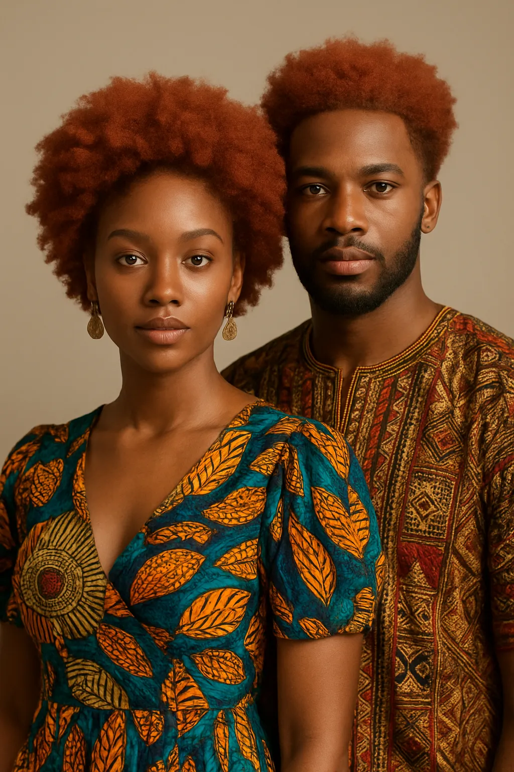 peau noire et cheveux roux