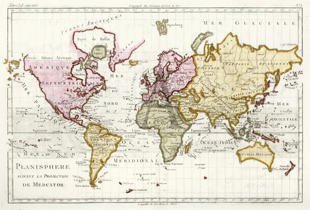 Planisphere suivant la Projection de Mercator