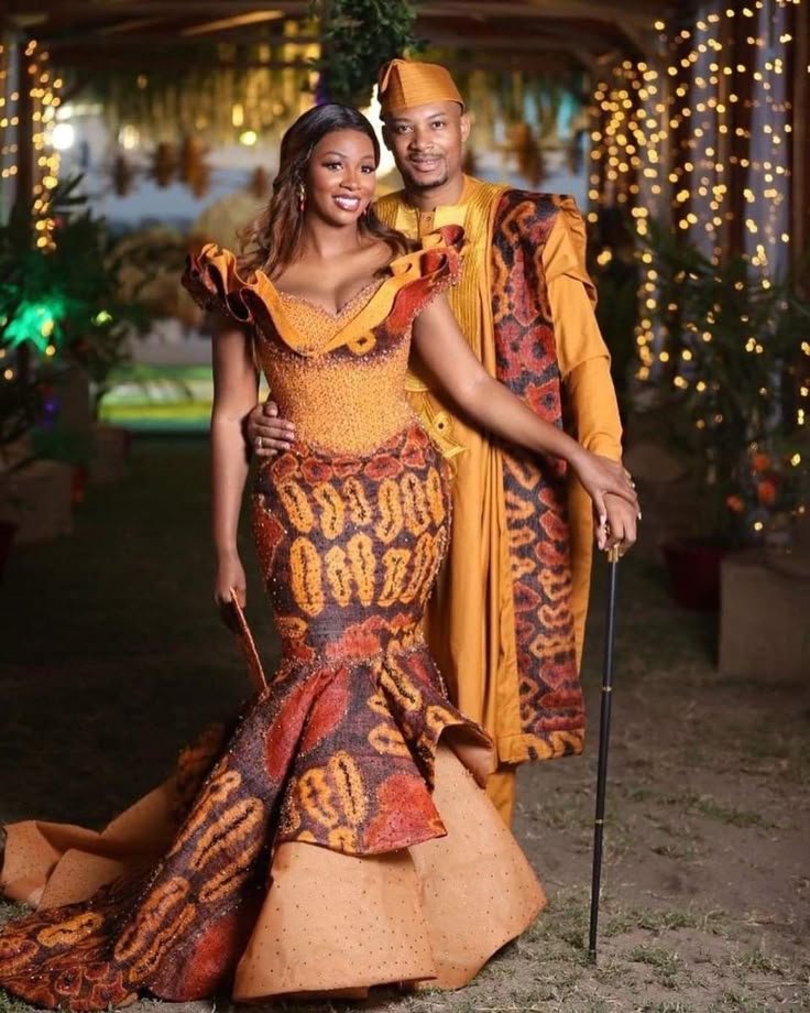 couple africain robe modèle wax de mariage