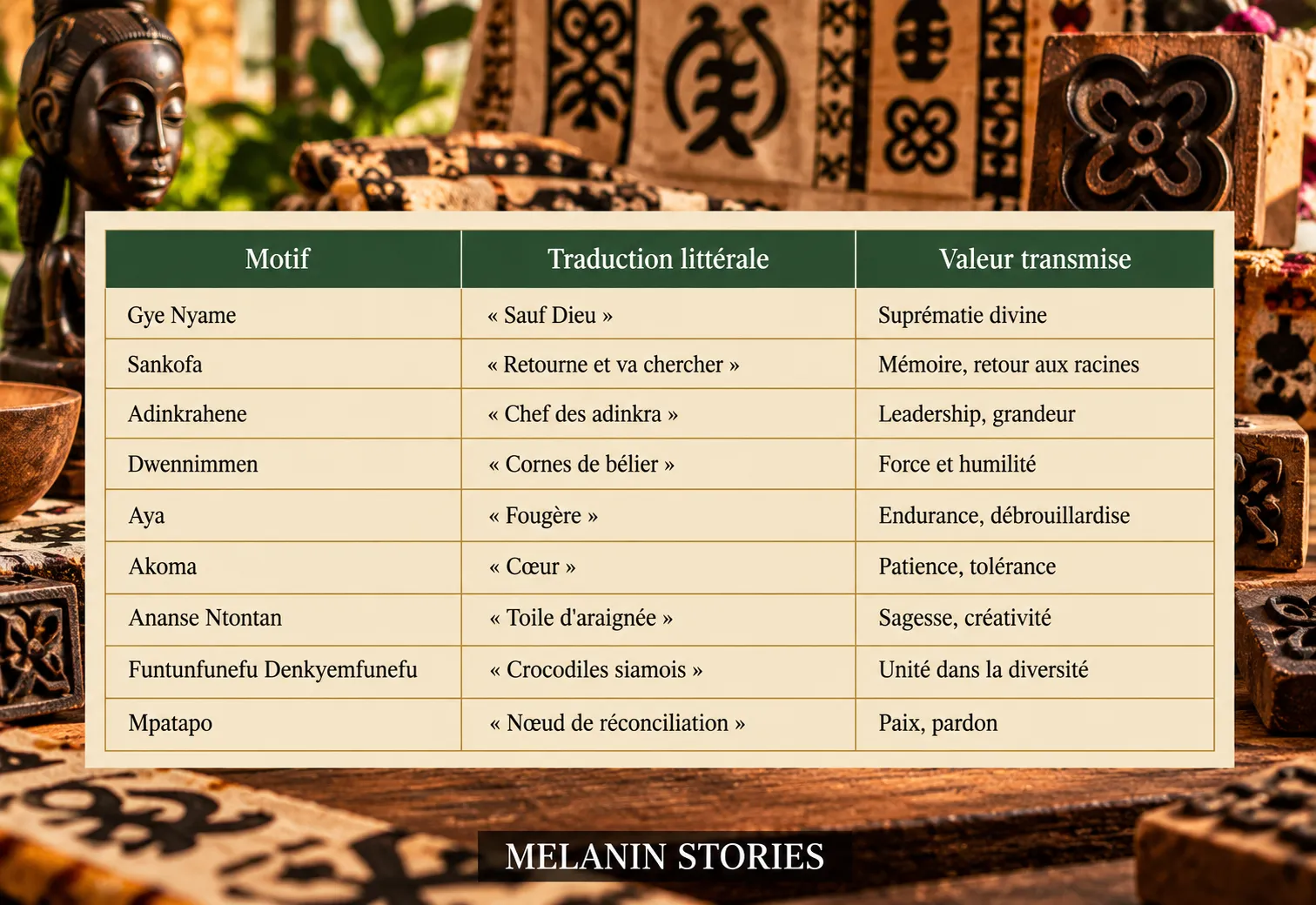 Tableau Adinkra « Melanin Stories »